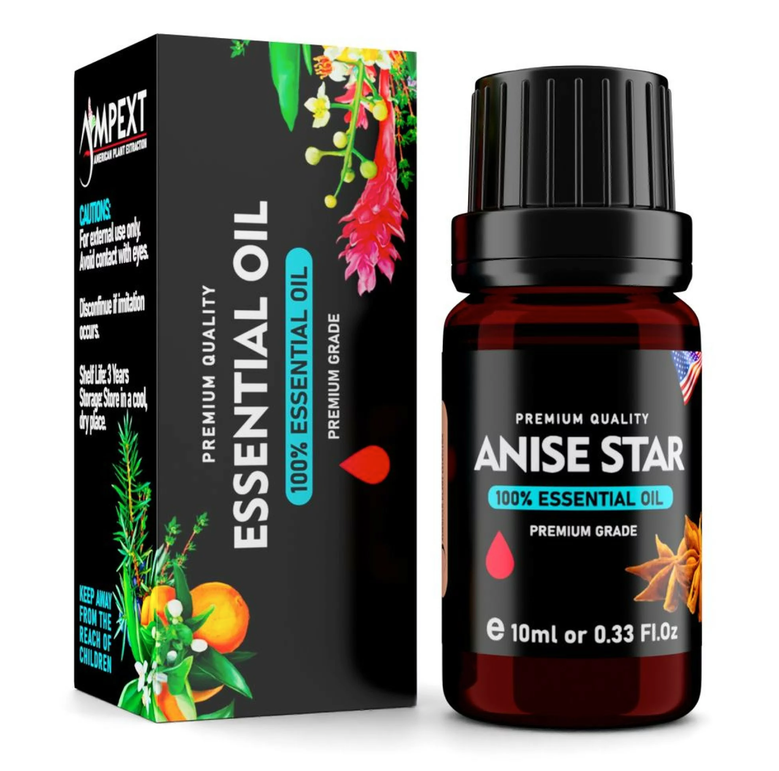 Anise Star (Illicium verum) 100% Essential Oil, Premium Grade, 10ml