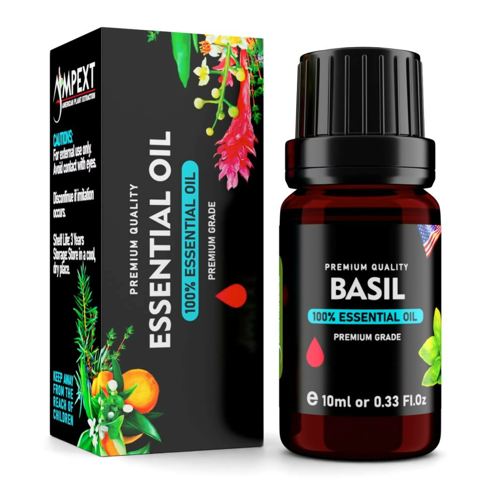 Basil (Ocimum basilicum) 100% Essential Oil, Premium Grade, 10ml