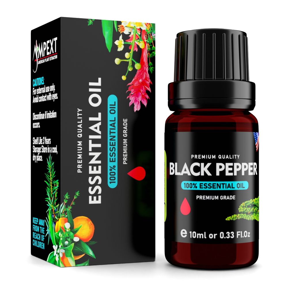 Black Pepper (Piper nigrum) 100% Essential Oil, Premium Grade, 10ml