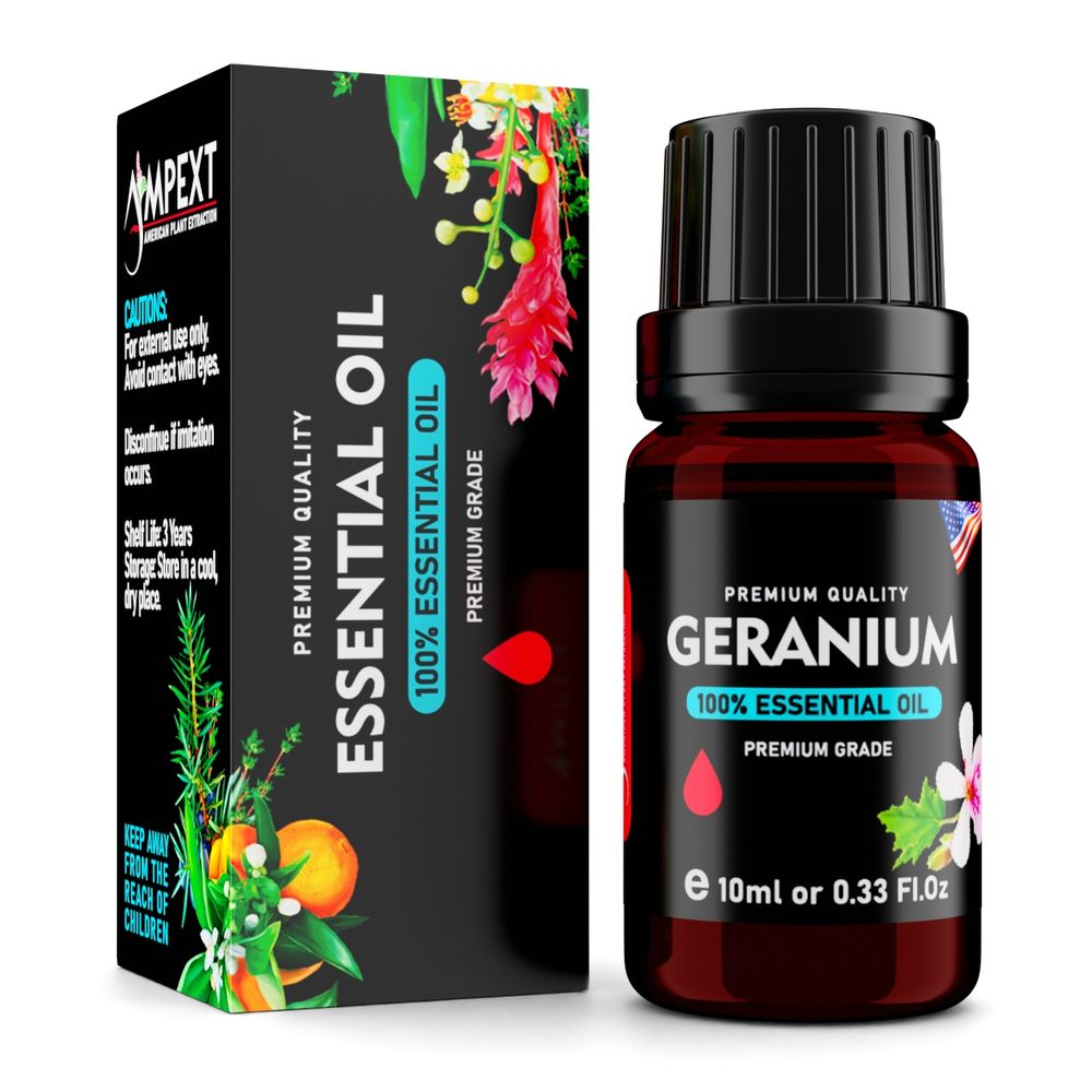 Geranium (Pelargonium graveolens) 100% Essential Oil, Premium Grade, 10ml