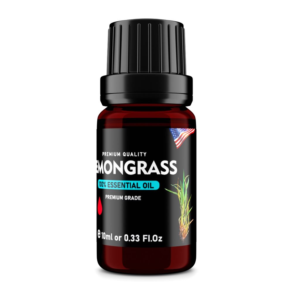 Lemongrass (Cymbopogon citratus) 100% Essential Oil, Premium Grade, 10ml