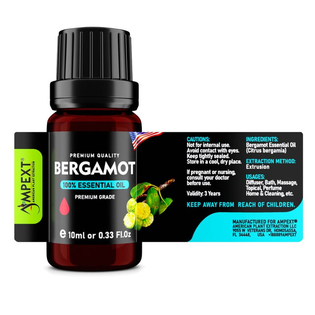 Bergamot (Citrus bergamia) 100% Essential Oil, Premium Grade, 10ml