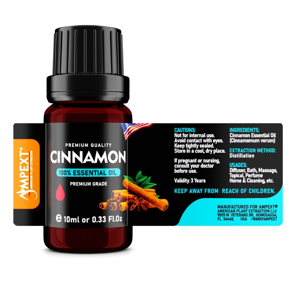 Cinnamon (Cinnamomum verum) 100% Essential Oil, Premium Grade, 10ml