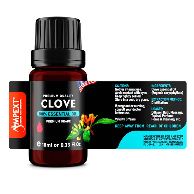 Clove (Syzygium aromaticum) 100% Essential Oil, Premium Grade, 10ml