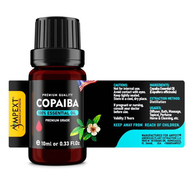 Copaiba (Copaifera officinalis) 100% Essential Oil, Premium Grade, 10ml