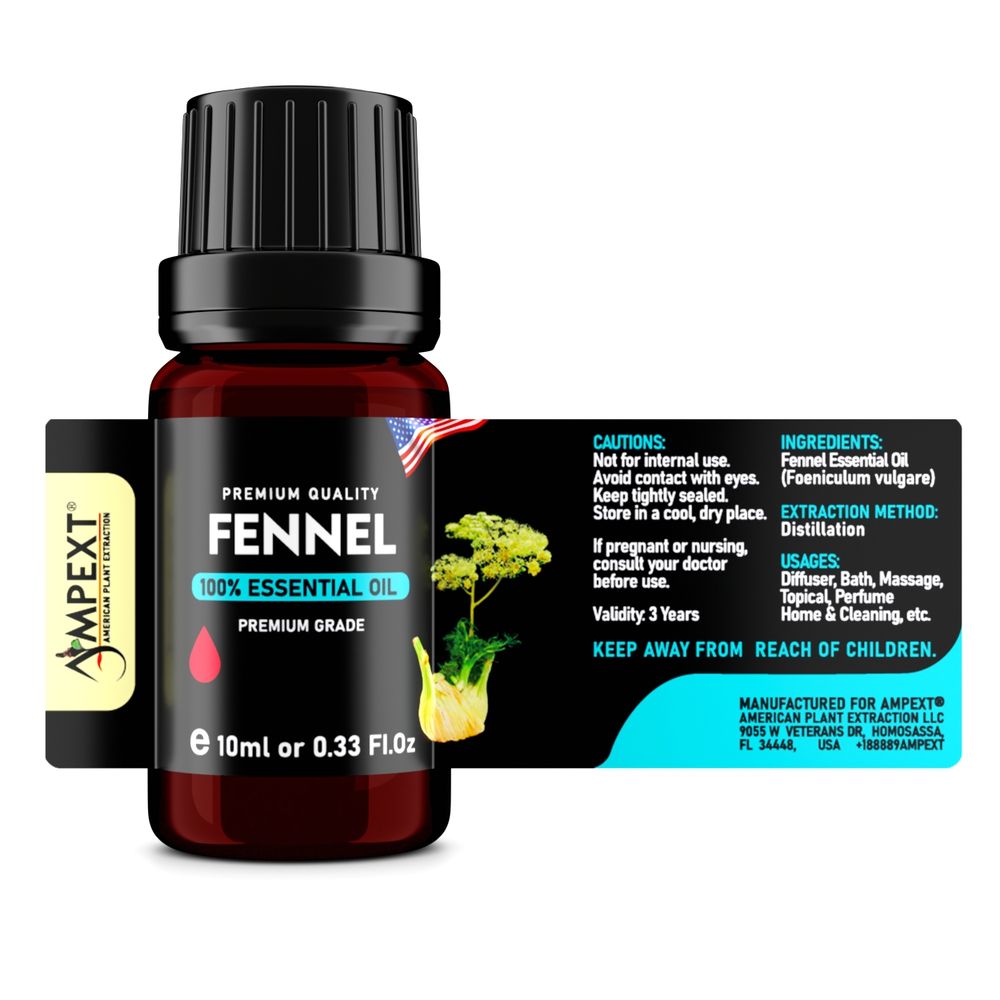 Fennel (Foeniculum vulgare) 100% Essential Oil, Premium Grade, 10ml