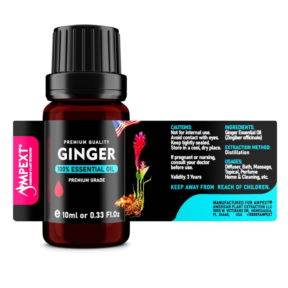Ginger (Zingiber officinale) 100% Essential Oil, Premium Grade, 10ml