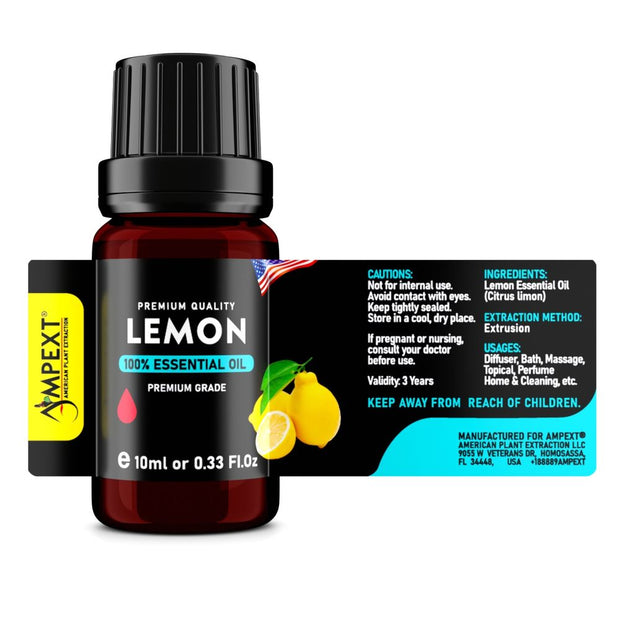 Lemon (Citrus limon) 100% Essential Oil, Premium Grade, 10ml