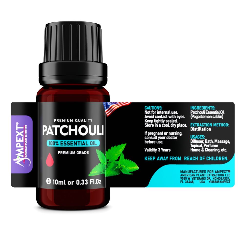 Patchouli (Pogostemon cablin) 100% Essential Oil, Premium Grade, 10ml