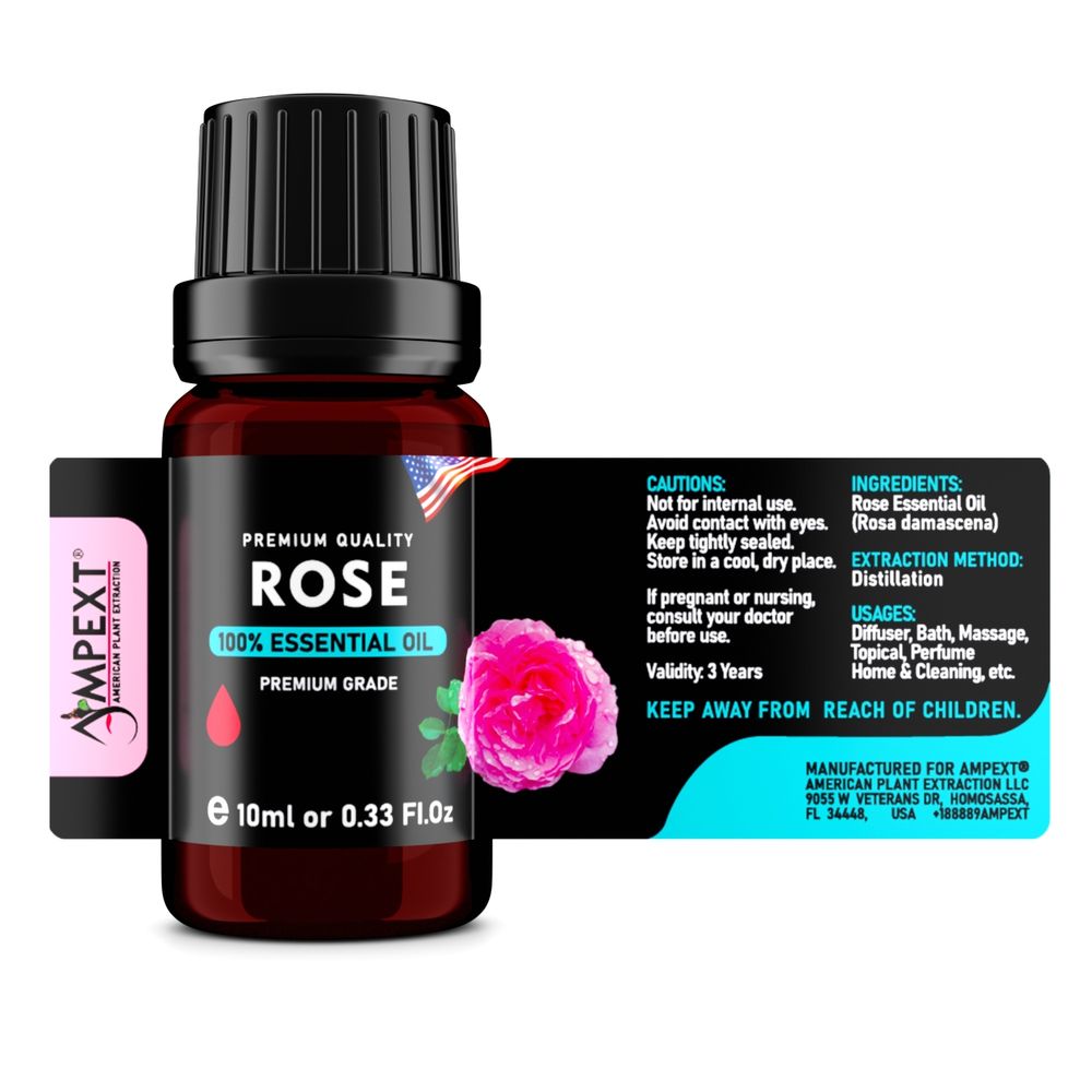 Rose (Rosa damascena) 100% Essential Oil, Premium Grade, 10ml