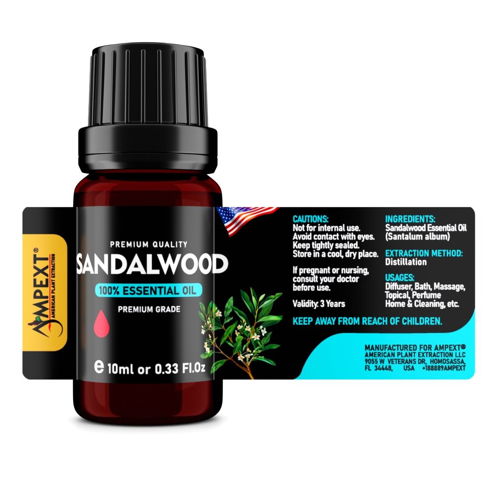 Sandalwood (Santalum album) 100% Essential Oil, Premium Grade, 10ml